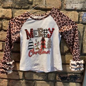 Girls size 6 Christmas boutique animal print shirt